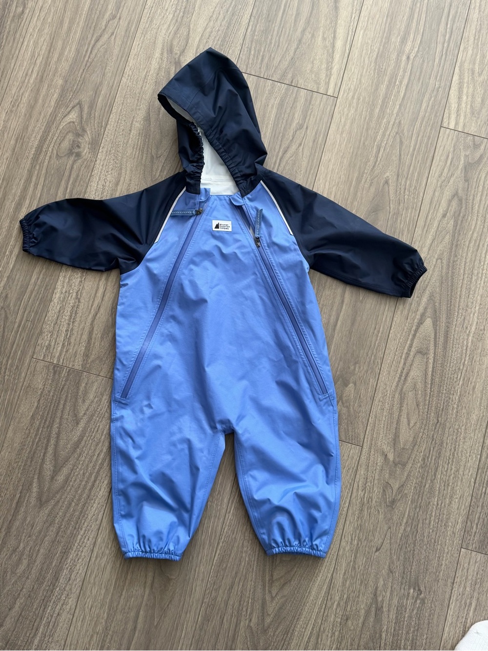 MEC Kids Two-Tone Hooded Waterproof Romper - Light Blue & Navy